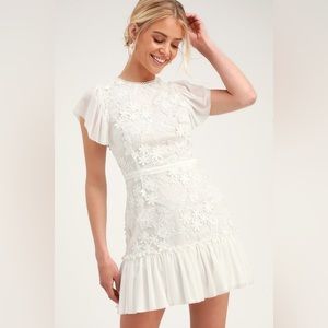 RYSE the LABEL Ivy White Ruffled Mini Dress Medium